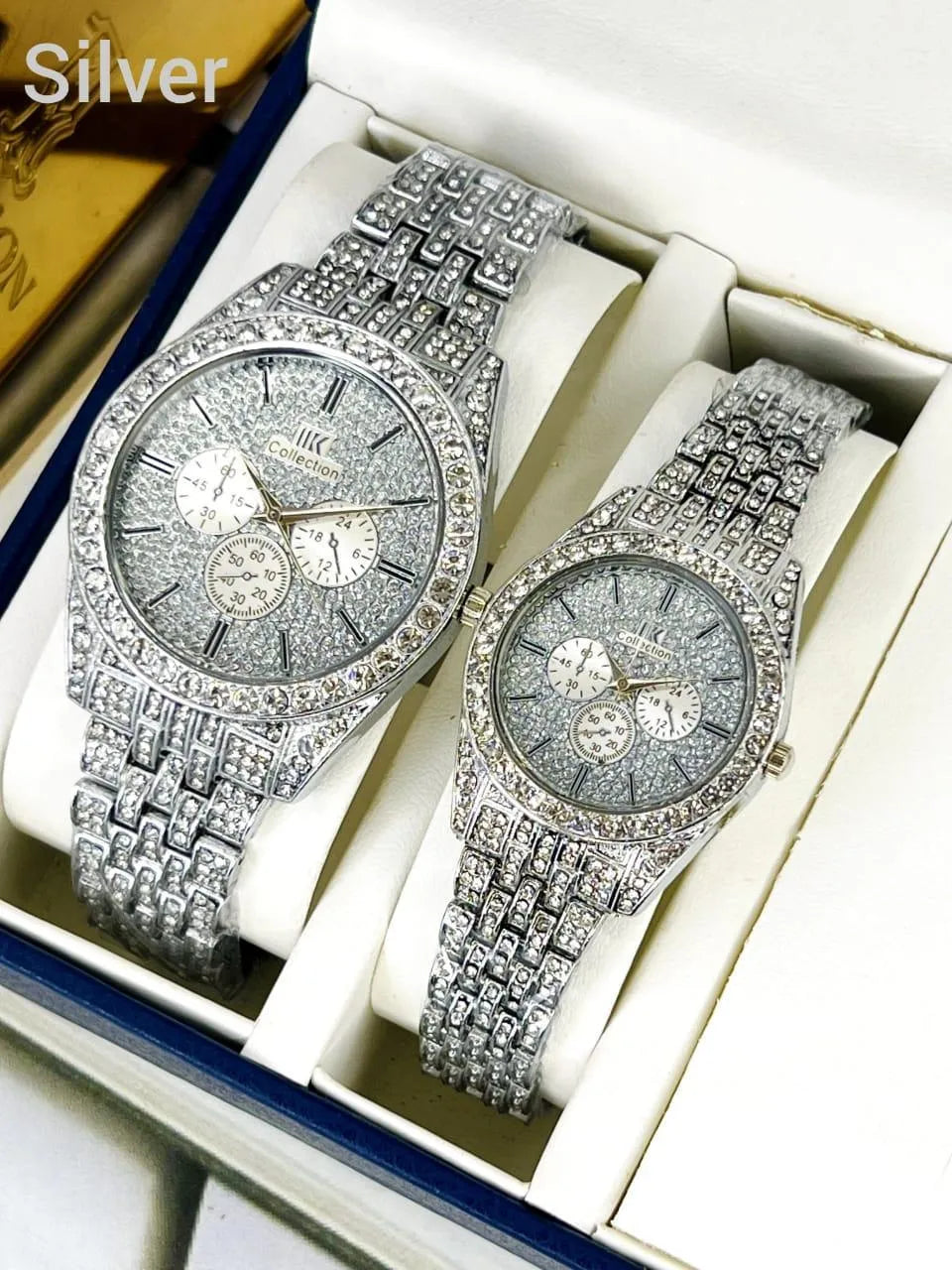 Golden Couple Watches with Diamond Stones