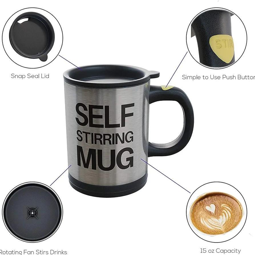 Self Stirring Mug for Coffee Tea - Stainless Steel 1 Pc