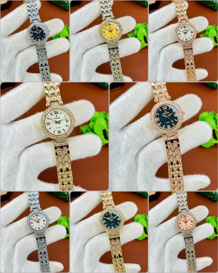 Women's Gold Crystal Watch with Bracelet Strap