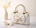 White Leather Top Handle Girl's Handbag 8x10"