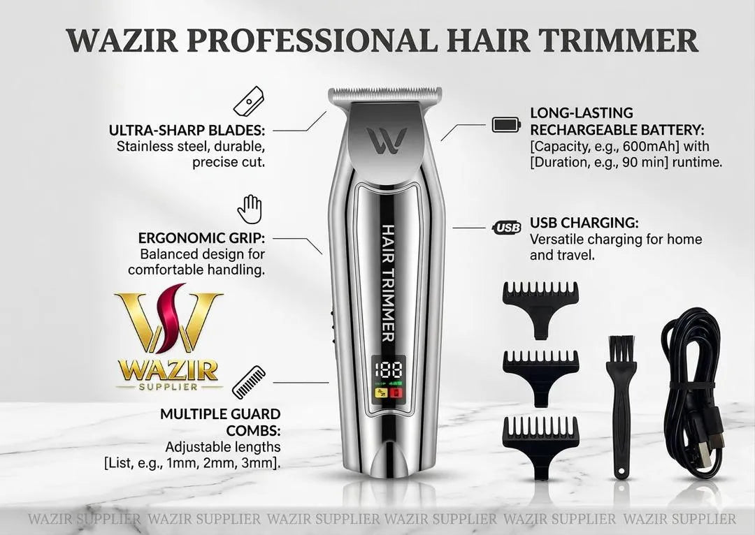 Easy-To-Clean Design Men's Hair Trimmer