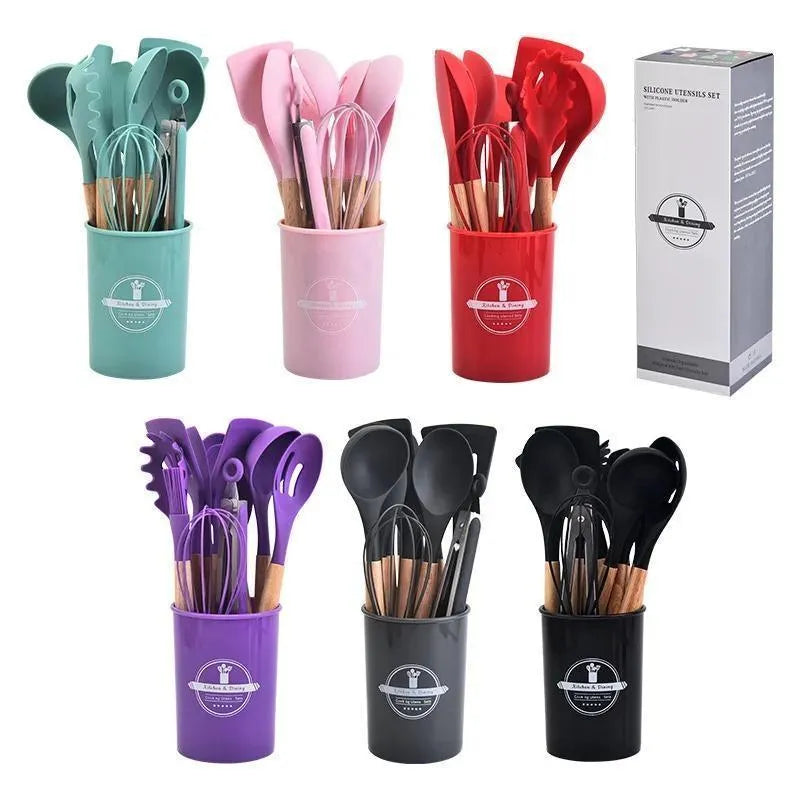 Silicone Kitchen Set 12 Pcs Whisk Ladle Brush Set