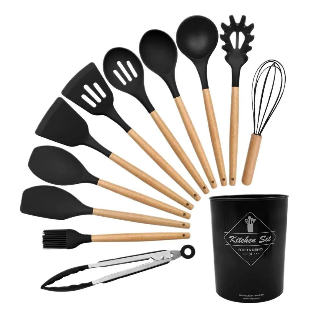 Silicone Kitchen Set 12 Pcs Whisk Ladle Brush Set
