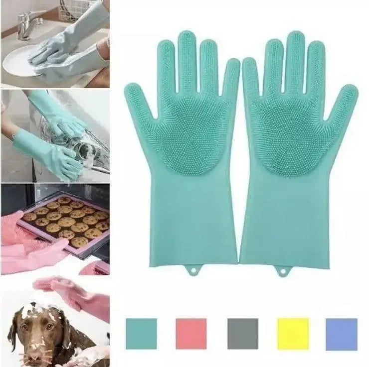 Silicone Kitchen Gloves for Safe Cleaning & Pet Care