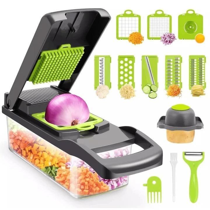 14-in-1 Vegetable Cutter with 8 Blades & Storage Bin