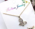 Golden Butterfly Necklace with Earrings & Rings Set