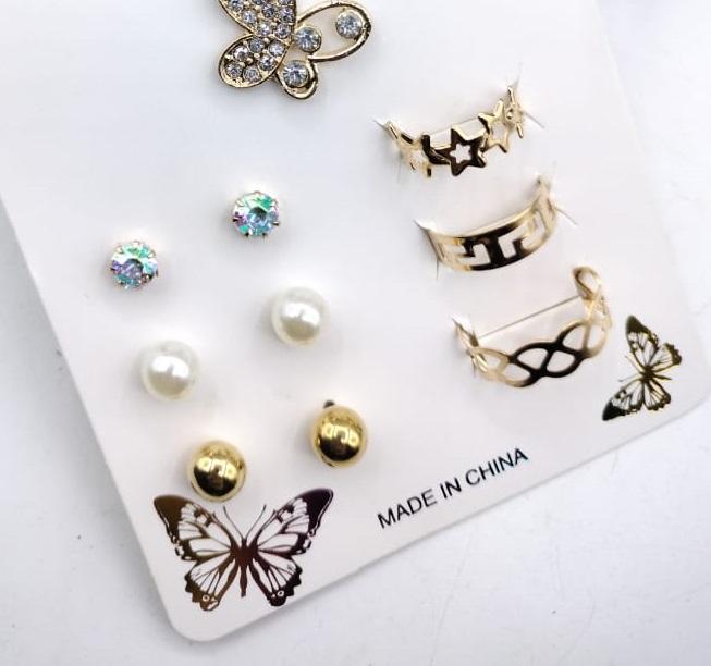 Golden Butterfly Necklace with Earrings & Rings Set
