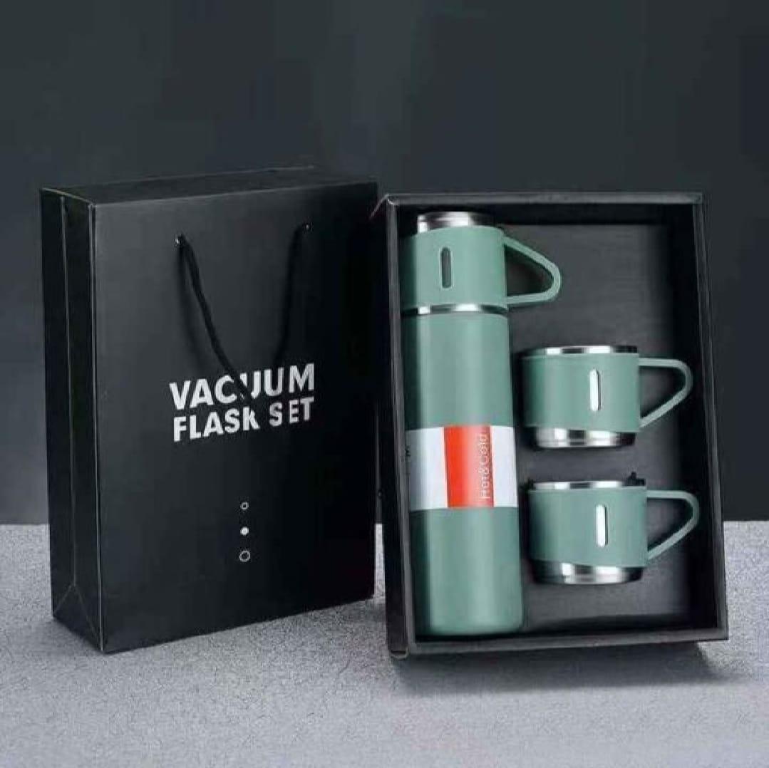 Vacuum Flask Set Green 500ml 12Hr Cold Keep
