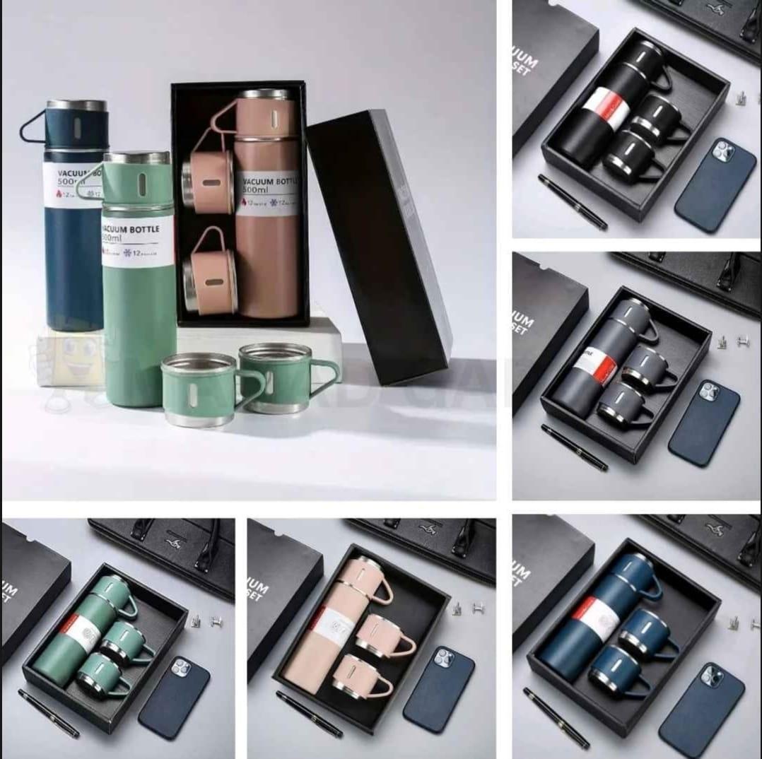 Vacuum Flask Set Green 500ml 12Hr Cold Keep