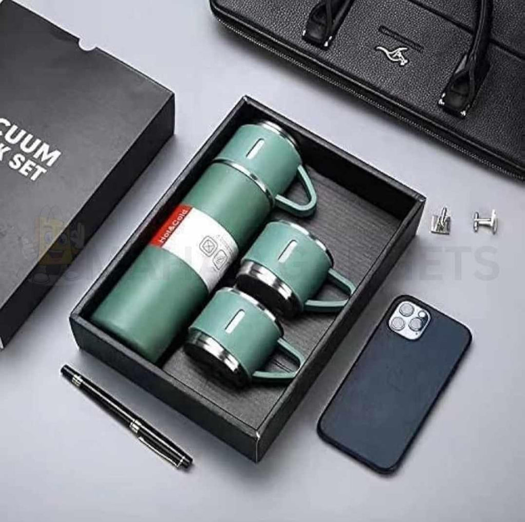 Vacuum Flask Set Green 500ml 12Hr Cold Keep
