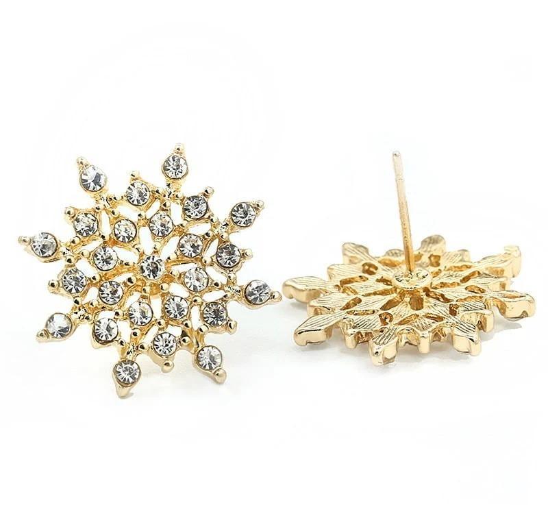 Snowflake Zircon Stud Earrings Silver Plated Lightweight