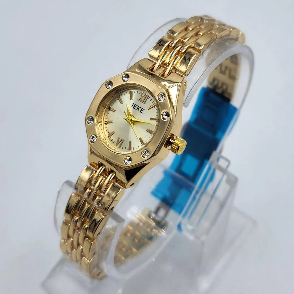 Premium Gold Octagonal Watch with Diamond Accents