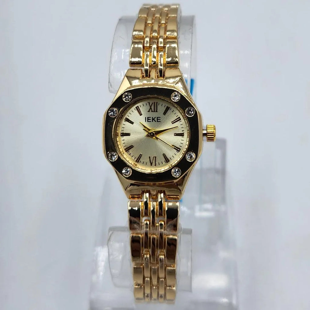 Premium Gold Octagonal Watch with Diamond Accents
