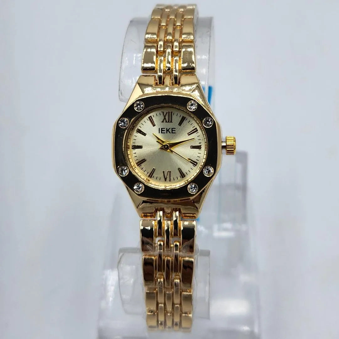 Premium Gold Octagonal Watch with Diamond Accents