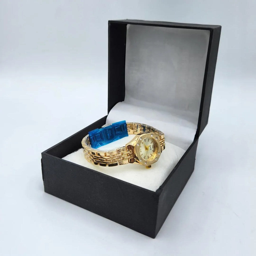 Premium Gold Octagonal Watch with Diamond Accents