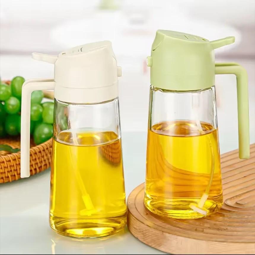 Green Oil Sprayer Glass Container for Salads Rice