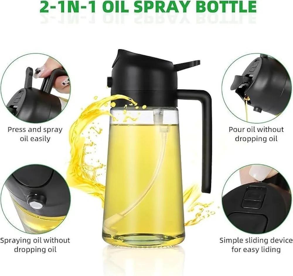 Green Oil Sprayer Glass Container for Salads Rice