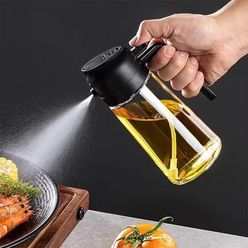 Green Oil Sprayer Glass Container for Salads Rice