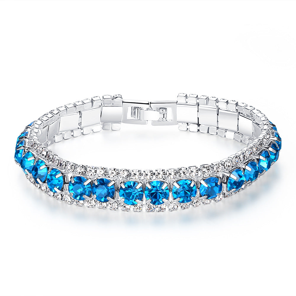 Blue Crystal Bracelet for Women Wedding Office Daily Wear