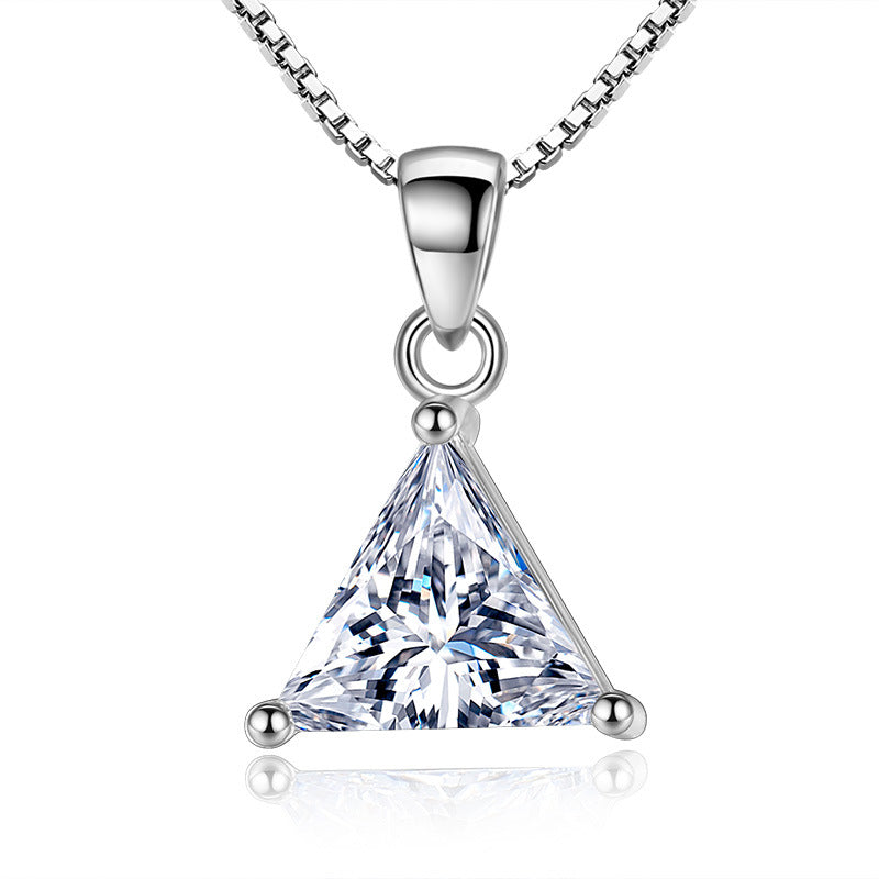 Silver Plated Triangle Necklace Women Korean Style Daily Wear