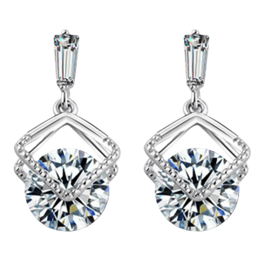 Korean Style Zircon Earrings White Gold Non Allergic