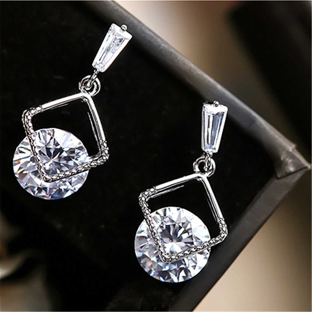 Korean Style Zircon Earrings White Gold Non Allergic