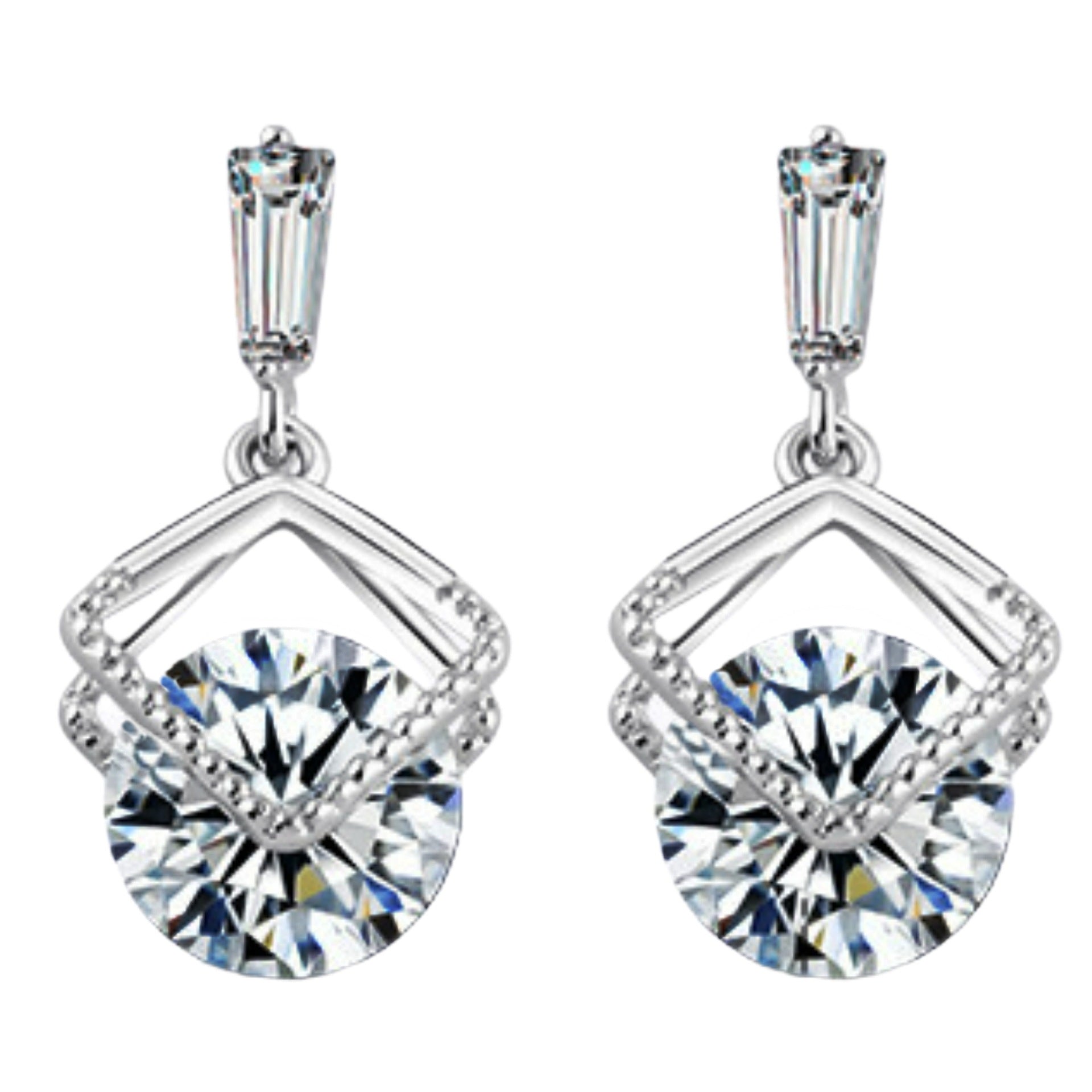 Korean Style Zircon Earrings White Gold Non Allergic