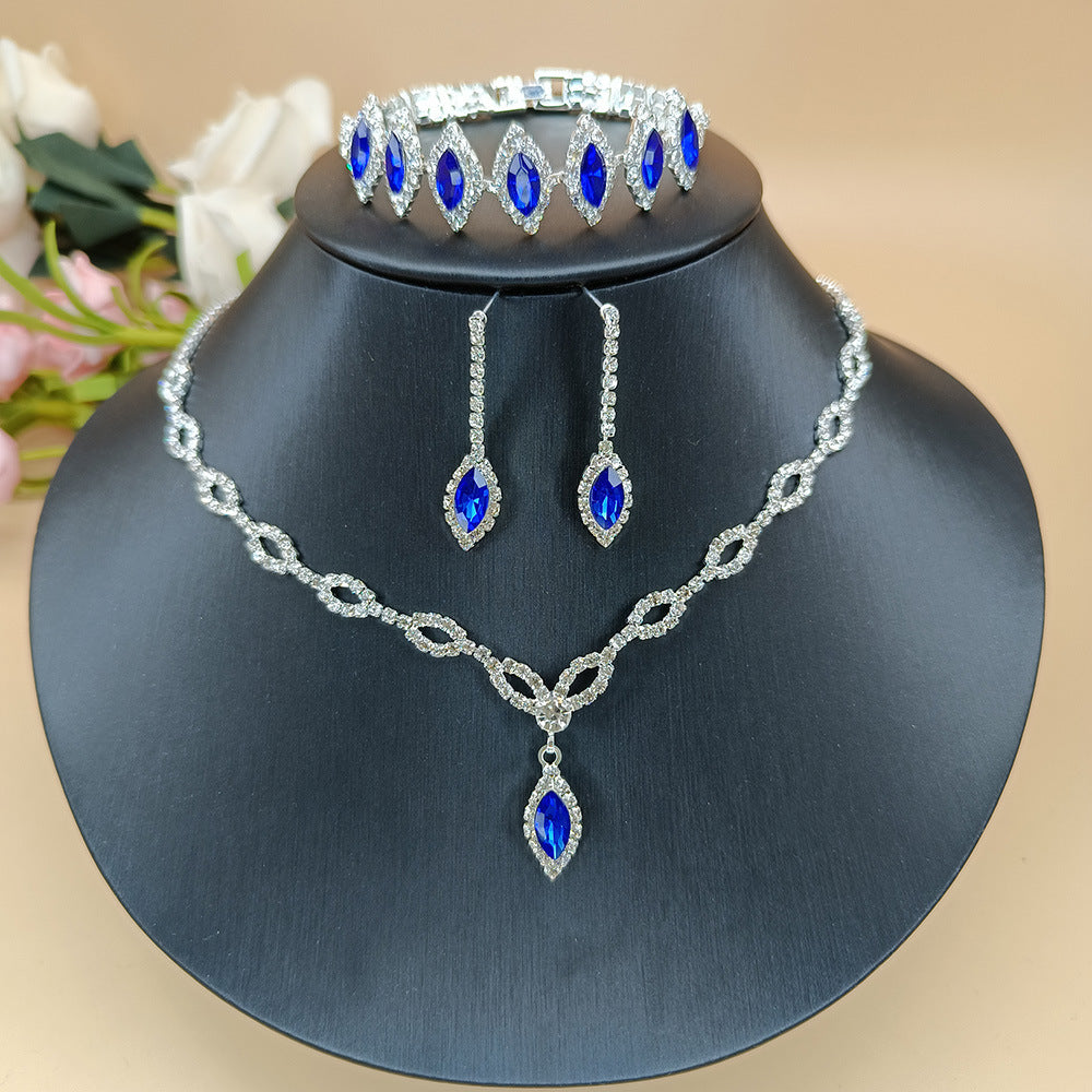 Blue Diamond Bridal Necklace & Earrings Set