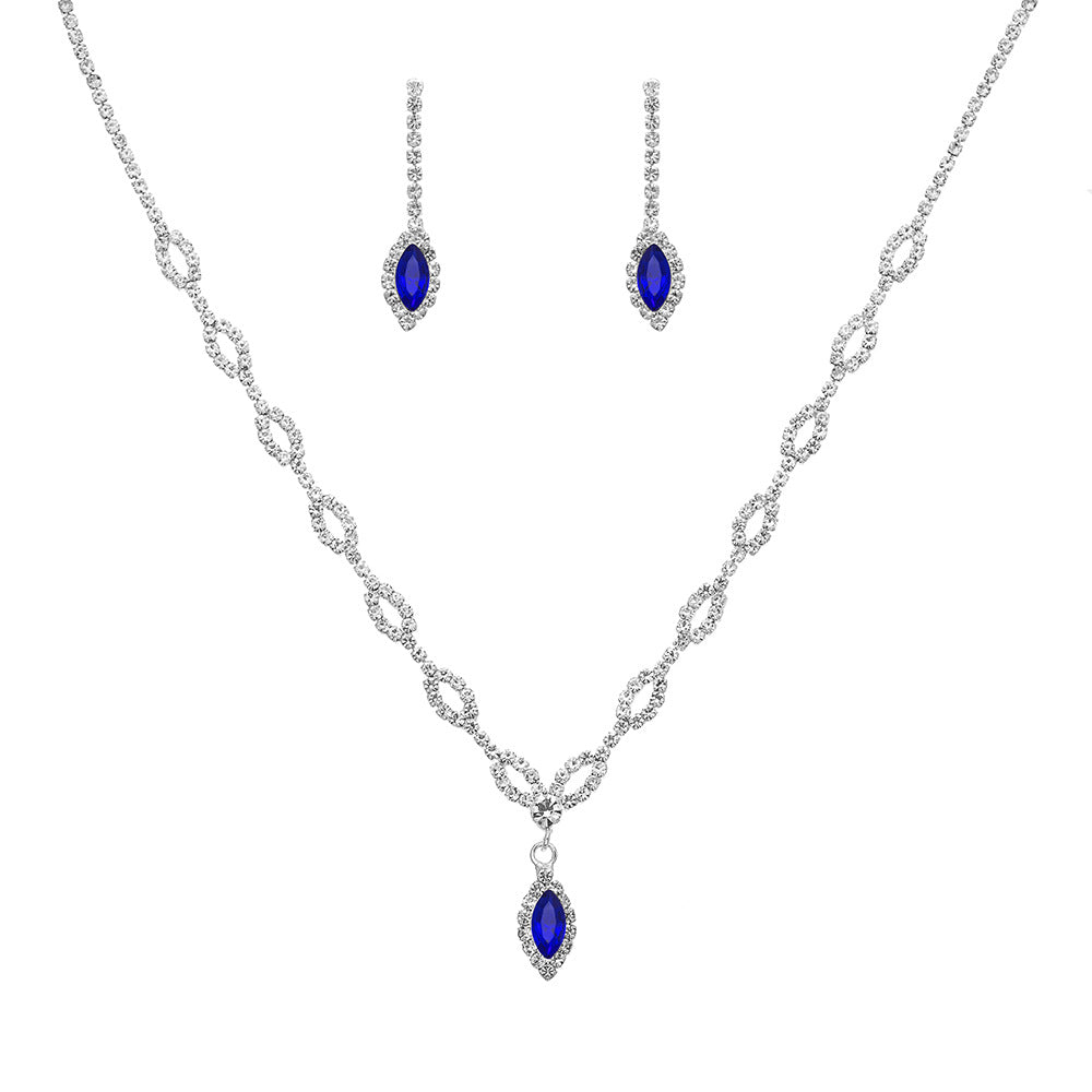 Blue Diamond Bridal Necklace & Earrings Set